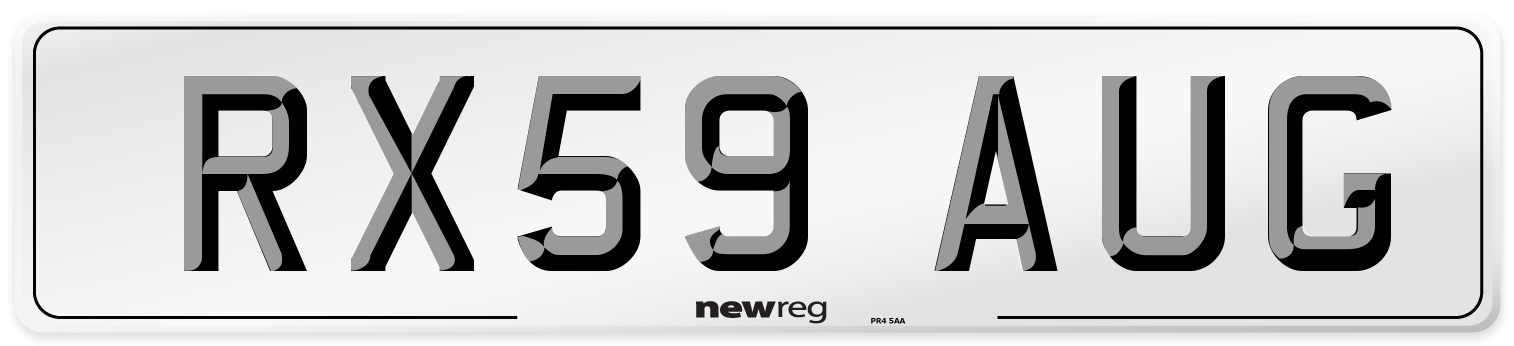 RX59 AUG Number Plate from New Reg